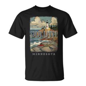 Duluth Minnesota Lakeside Tranquility T-shirt unisexe pour adulte noir - Product Image 1