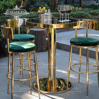 Table de bar ronde de luxe moderne en acier inoxydable de haute qualité avec bras pour les repas d'hôtel ou de mariage