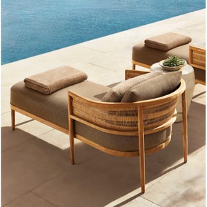 Muebles de <span class=keywords><strong>Exterior</strong></span>, Sillas para Piscina, Tumbona, Respaldo Curvo, <span class=keywords><strong>Cama</strong></span> de Madera de Teca Sólida para Exteriores - Product Image 4