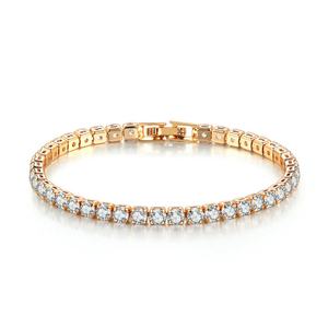 2025 18K Gold Plated 3mm Cubic Zirconia Classic Tennis Bracelet Men's Customizable <b>Engraving</b> Trendy Jewelry - Product Image 1