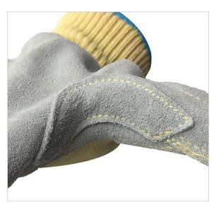 ถุงมือหนังวัวเย็บด้วยอะรามิด เคฟลาร์ ป้องกันการบาดระดับ 5 สำหรับงานเชื่อมในโรงงาน - Product Image 3