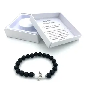 Groothandel Beschermengel Lava Natuursteen Edelsteen Kralen Armband Met Geschenkdoos