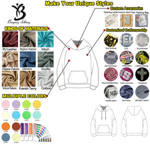 Sweat à capuche surdimensionné vintage du fabricant pour hommes fermeture à glissière complète avec motif imprimé houppette tissu éponge coupe hivernale - Product Image 2