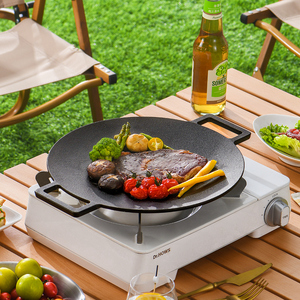34CM Korean BBQ Cast Iron <strong>Grill</strong> Griddle <strong>Pan</strong> Flat Bottom Outdoor Barbecue and Pancake Frying <strong>Pan</strong> - Product Image 4