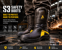 Bottes de sécurité unisexes imperméables S3 antidérapantes anti-perforation à embout composite pour travaux pétroliers et de construction en cuir hiver printemps automne