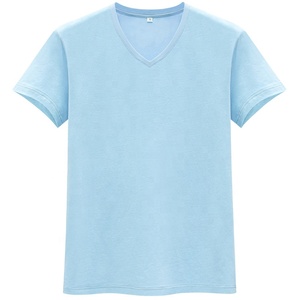 Vente en gros JL0328D T-shirt à col en <span class=keywords><strong>V</strong></span> pour hommes en coton Comed T-shirt uni brodé T-shirt à col en <span class=keywords><strong>V</strong></span> en tissu jersey pour hommes - Product Image 4