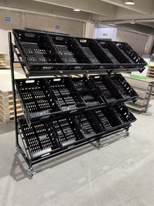 Exhibición de supermercado de frutas y verduras frescas de un solo lado, soporte para frutas y verduras, estante para góndola con <span class=keywords><strong>Baseket</strong></span> - Product Image 6