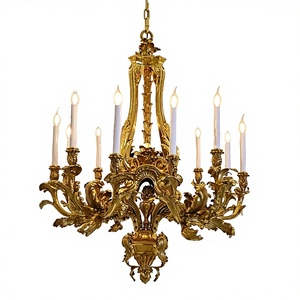 Lámpara Colgante de Bronce Medieval Francesa, Estilo Villa, Hotel, Palacio, Castillo, Lámpara de Araña Gigante de Lujo en Latón Antiguo - Product Image 2