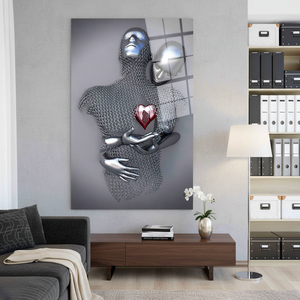 Elegant Silver Art Deco Couple <b>Canvas</b> Art Modern for Panel Print with Hanging Function Tempered Glass <b>Frame</b> for Home Decor - Product Image 3