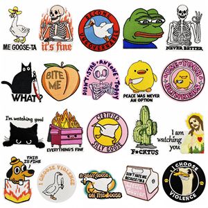 Nuevo hierro en bordado negro Humor estilo calavera está bien nunca mejor morderme parche de ganso para Ropa Decoración de mochila - Product Image 1