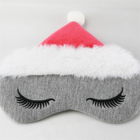 Masque de sommeil en satin blanc imprimé de haute qualité, motif chapeau de Noël, occultant la lumière, norme UE, pour des nuits réparatrices et une utilisation festive