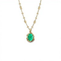 Collier Chaîne Géométrique Féerique en Argent 925 Plaqué Or 18K avec Pendentif Texturé Serti de Pierres Multicolores Poire, Émeraude, Cœur, Cerf-volant