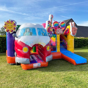 Wholesale <b>inflatable</b> bounce <b>house</b> combo bouncer chateau gonflable peace and love party bouncy castle with slide - Product Image 1