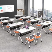 HYZ-298X Ensemble table et chaises pliantes pour formation, table de conférence mobile et combinable, bureau de formation multifonctionnel et long, pour l'éducation