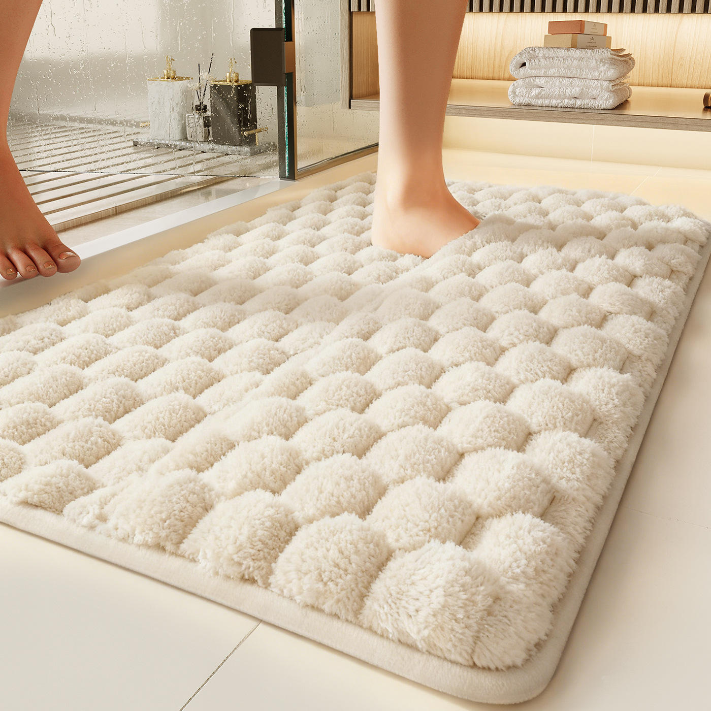 Alfombrilla de baño de espuma viscoelástica - Cobertura total con borde de medidor