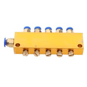 Distributore di olio lubrificante a 5 vie regolabile con blocco collettore di valore 6mm In/4mm realizzato con bobine di alluminio resistenti