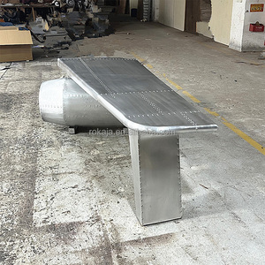 Rivetti in lamiera di alluminio tavolo da ufficio aviazione <span class=keywords><strong>Vintage</strong></span> Wing Desk accoglienza industriale Bar in <span class=keywords><strong>metallo</strong></span> tavolo Boss Computer scrivanie - Product Image 4