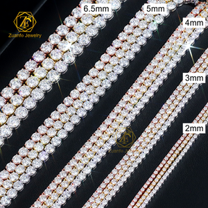 럭셔리 남녀 힙합 아이스드 아웃 고급 주얼리 2MM 3MM 4MM 5MM 랩다이아몬드 S925 실버 VVS 모이사나이트 테니스 체인 목걸이 - Product Image 3