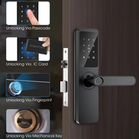Cerradura Inteligente para Puerta de Madera con Huella Dactilar, Tarjeta, Control por Aplicación TUYA, WiFi y Anti-Robo para Seguridad en el Hogar