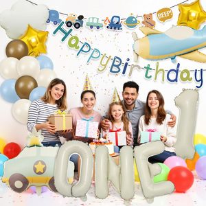 20 Ballons d'<span class=keywords><strong>Anniversaire</strong></span> pour Bébé de <span class=keywords><strong>1</strong></span> <span class=keywords><strong>An</strong></span>, Décoration de Première Fête pour Garçon, Chiffres en Latex de 32 Pouces, Bannière Joyeux <span class=keywords><strong>Anniversaire</strong></span>, Avion et Voiture Rétro - Product Image 5
