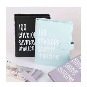 สมุดบันทึกปกหนัง PU แบบกำหนดเอง พร้อมช่องใส่บัตร สำหรับบันทึกความท้าทาย 100 วัน ซองใส่เงิน แฟ้มเอกสารสำหรับโรงเรียนและการนำเสนอ - Product Image 1
