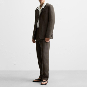 <span class=keywords><strong>Veste</strong></span> de <span class=keywords><strong>costume</strong></span> en lin 100% vierge, coupe classique, marron, logo personnalisé des fabricants, vente en gros, poches avant, manches longues, <span class=keywords><strong>costume</strong></span> pour <span class=keywords><strong>homme</strong></span> - Product Image 4