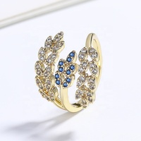 Bague en feuille de filigrane plaquée or en laiton avec CZ AAA, bijoux de mode en gros pour femmes, fournisseur de bijoux HD
