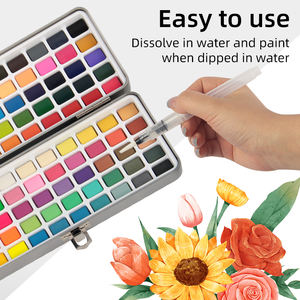 Aquarel Verf Set 100 Kleuren Wasbaar Water Kleur Met Verf Penselen Voor Kinderen En Volwassenen Semi-Droge Aquarel Verf Set - Product Image 2