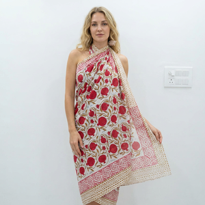 Pareo de Playa con Estampado Floral, 100% Algodón, Hecho a Mano, Ligero, para Viajes, para Mujer, Directo de Fábrica - Product Image 1
