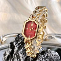 Montre pour femme avec boîtier carré en or, décorée de strass, cadran serti de diamants, style hip-hop, montre-bracelet à quartz PRO27