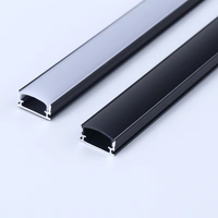 Profilé LED en aluminium noir et argent avec support de canal et couvercle PC pour éclairage linéaire de meuble ou placard