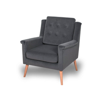 Fauteuil de loisirs moderne en tissu à double coussin pour le salon et le bureau