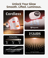 Masque facial LED sans fil 460nm/590nm/630nm/850nm/940nm en silicone de qualité médicale, masque de luminothérapie rouge, masque magnétique rose