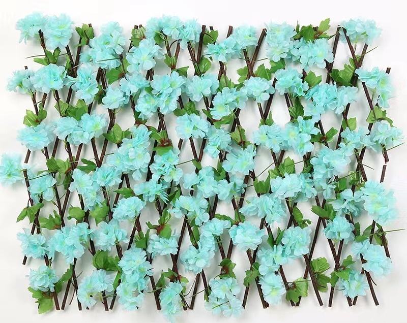 Clôture en bois fleurs de cerisier bleu 0,7m