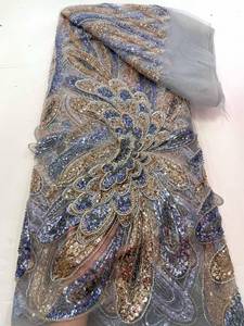 <span class=keywords><strong>Tela</strong></span> de <span class=keywords><strong>Tul</strong></span> Francés de Alta Calidad, Transpirable, Bordada, con Lentejuelas, para Vestidos de Novia y Fiesta - Product Image 1