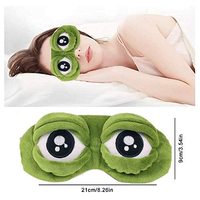 Masque pour les yeux en peluche grenouille 3D mignon, imprimé par transfert thermique, doux, pour toutes les saisons