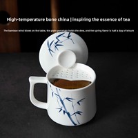 Tasse à thé en céramique avec couvercle, grande capacité, nouveau style chinois, infuseur à thé, tasse de préparation, Tangshan, coffret cadeau de bureau, cadeau d'entreprise