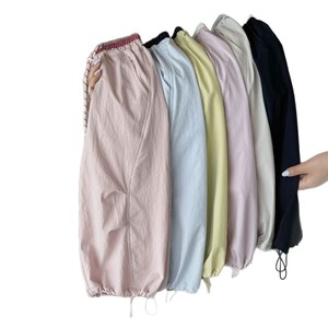 Girls Pants Cotton Solid Color Long Casual Summer Thin Quick Dry Mosquito Proof Drawstring Trousers For Kids - Product Image 5