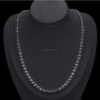 Chaîne de tennis noire 4/6 mm, collier en argent 925, bracelet, bijoux fins, moissanite, colliers