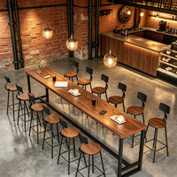 Table de bar en bois massif de style industriel moderne et luxueux pour café, comptoir de bar long et étroit pour bureau, salon, hôtel, restaurant, mobilier