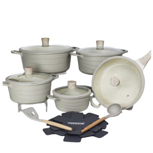 Colección Brilliant Visual de 15 Piezas de Aluminio Forjado con Textura Ondulada, Olla <span class=keywords><strong>para</strong></span> Sopa de 20/24/28/32 cm, Sartén Profunda de 28 cm, Espátulas, Tapetes y Utensilios - Product Image 4