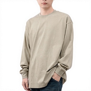 เสื้อยืดแขนยาวคอโอสำหรับผู้ชาย 180GSM ผ้าฝ้าย 100% สไตล์ลำลอง ขายส่ง OEM คุณภาพส่งออก รับออกแบบโลโก้ตามสั่ง - Product Image 6