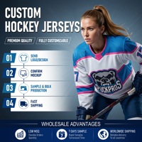 Maillot de hockey personnalisé de haute qualité 100% polyester Maillot de hockey pour femmes et hommes Respirant Séchage rapide Uniforme d'équipe