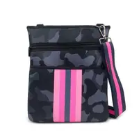 Top Sell neopren crossbody-tasche Customized Small Camouflage Stripe Beach CrossBody Purse - Blue Camo mit Pink Stripe