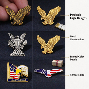 Ensemble de broches en métal personnalisées en forme d'aigle, broches patriotiques avec détails en émail pour chapeaux, sacs, vestes, cadeau de collection pour hommes et femmes - Product Image 6
