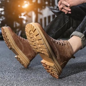 Bottes en cuir de porc de première qualité pour hommes, style rétro, vêtements de travail en cuir - Product Image 3