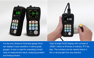 Meteran pengukur ketebalan Digital UM-4 dengan Meter ketebalan lapisan gema Probe PT08 5MHz - Product Image 3