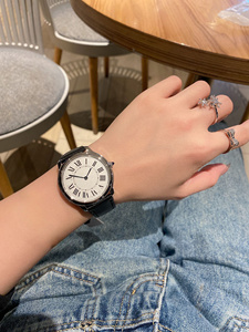 Montre mécanique automatique élégante et tendance, bracelet en cuir de veau noir, couronne incrustée de spinelle, étanche pour un usage quotidien - Product Image 4