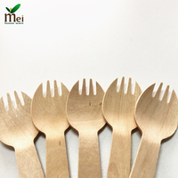 Kit de couverts jetables en bois respectueux de l'environnement robuste ustensile de couverts en bambou avec cuillère fourchette couteau serviette paille baguettes ensemble