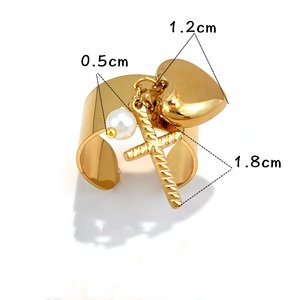 Nueva Llegada de Joyería de Acero Inoxidable, Anillo con Colgante de Flor Geométrica en Acero Inoxidable con Oro de 18K, Múltiples Estilos, para Mujeres y Hombres, Regalo - Product Image 6